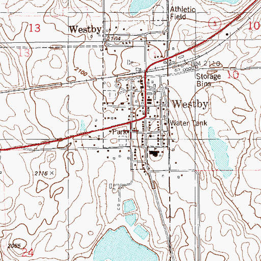 Topographic Map of Westby Cemetery, MT
