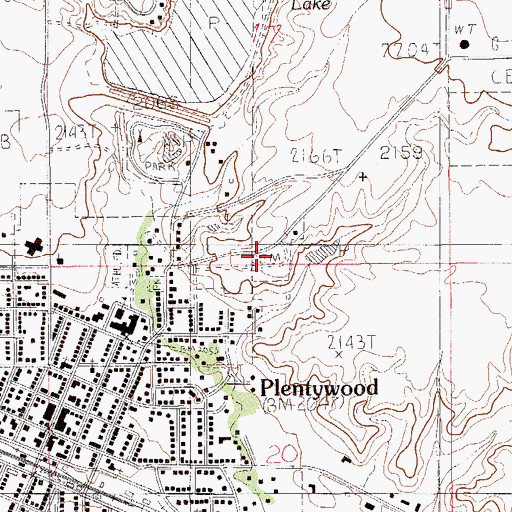 Topographic Map of Plentywood Cemetery, MT