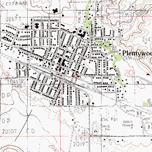 Topographic Map of Plentywood Lutheran Parish, MT