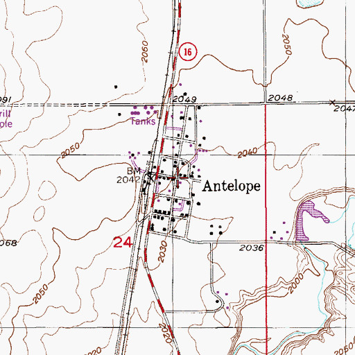 Topographic Map of Antelope Creek Lutheran Church (historical), MT