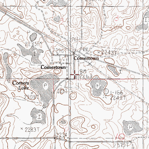 Topographic Map of Comertown Post Office (historical), MT