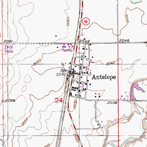 Topographic Map of Antelope Post Office, MT