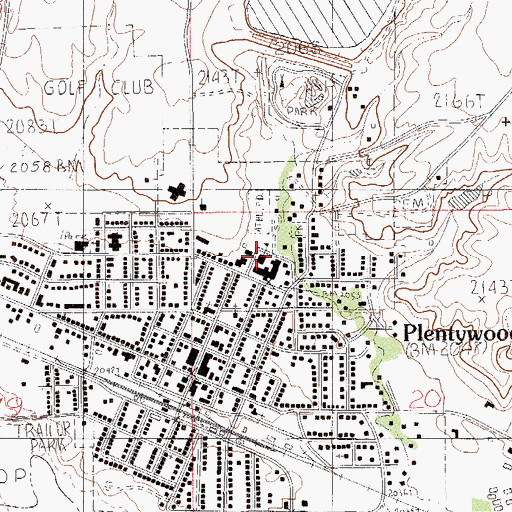 Topographic Map of Plentywood School, MT