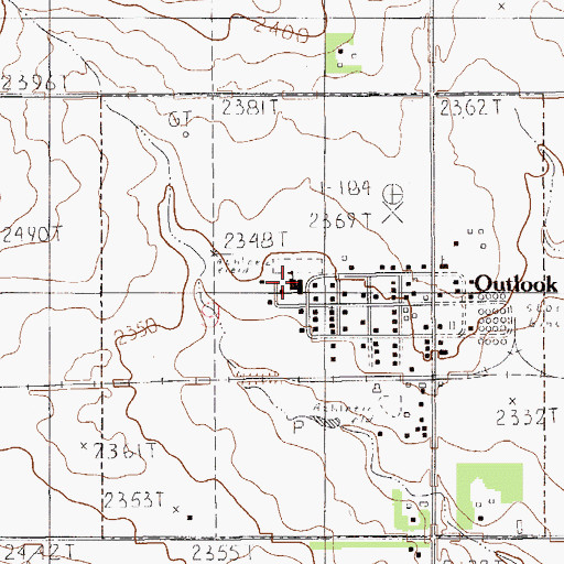 Topographic Map of Outlook School, MT