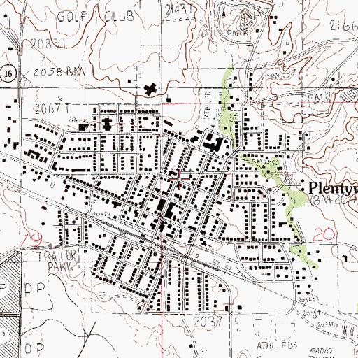 Topographic Map of Plentywood Post Office, MT