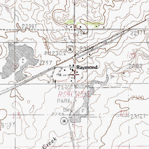 Topographic Map of Raymond Post Office, MT