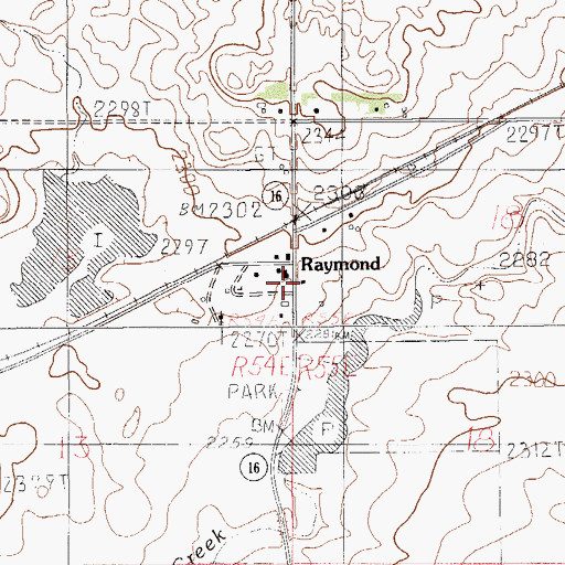 Topographic Map of Raymond, MT