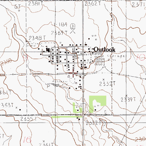 Topographic Map of Outlook, MT