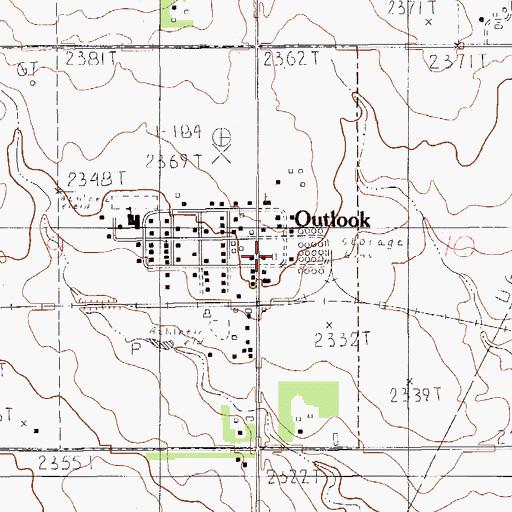 Topographic Map of Outlook Post Office, MT