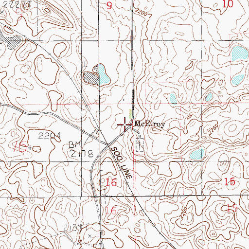 Topographic Map of McElroy (historical), MT