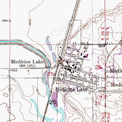Topographic Map of Medicine Lake, MT
