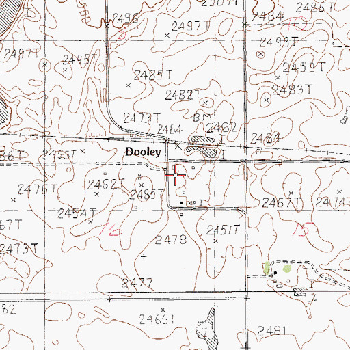 Topographic Map of Dooley Post Office (historical), MT