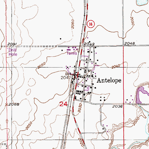 Topographic Map of Antelope Grain Company (historical), MT
