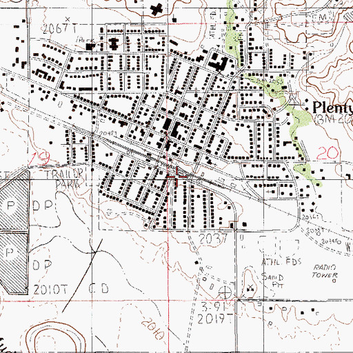 Topographic Map of Sheridan Grain Company Plentywood Station (historical), MT