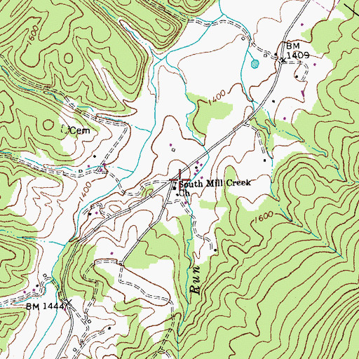 Topographic Map of Borror School (historical), WV