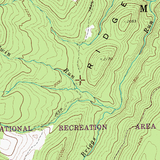 Topographic Map of Pretty Ridge School (historical), WV
