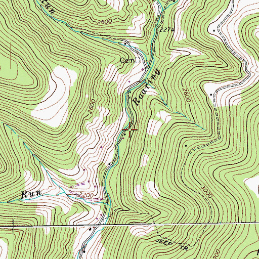 Topographic Map of Roaring School (historical), WV