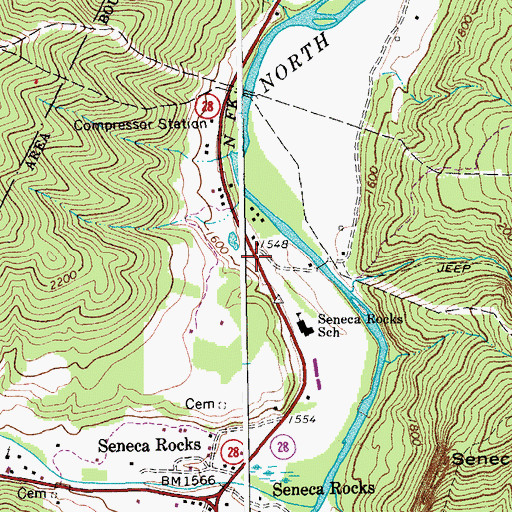 Topographic Map of Seneca School (historical), WV