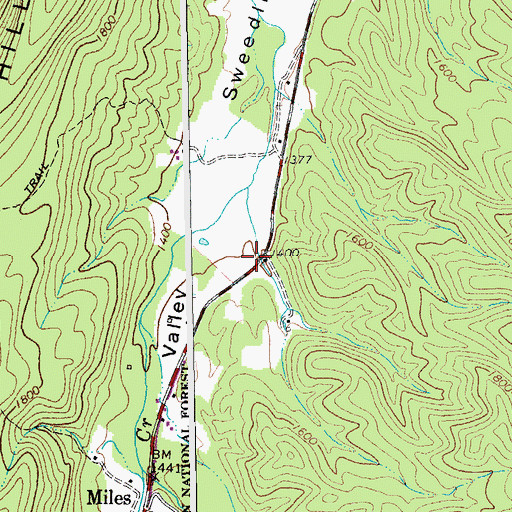 Topographic Map of Sweedlin Valley School (historical), WV