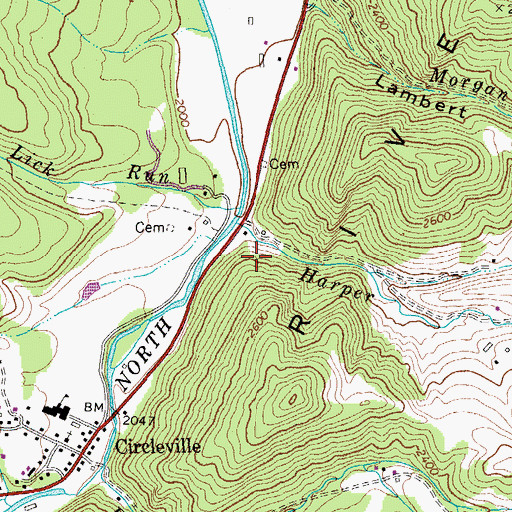 Topographic Map of Wilkins Spring, WV