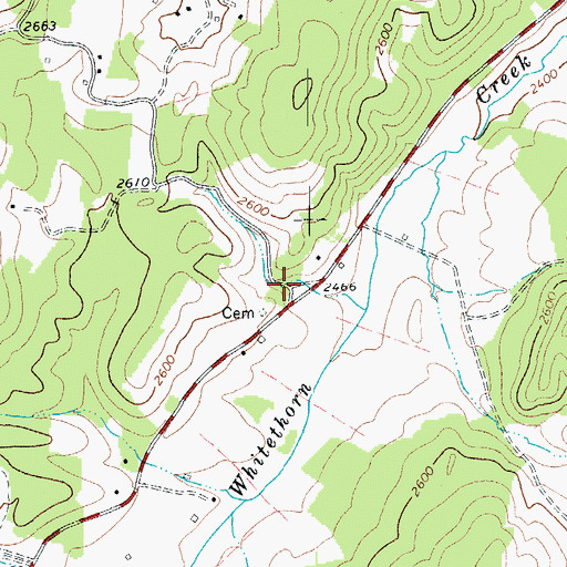 Topographic Map of Hiner Springs, WV