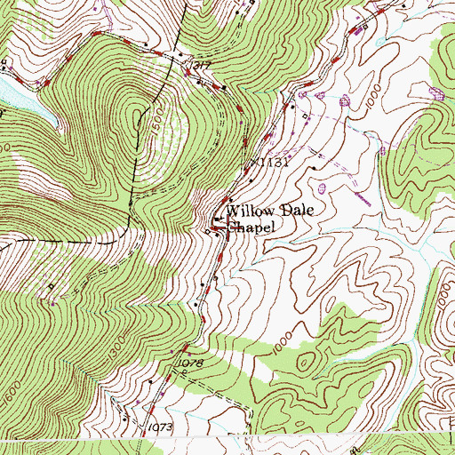 Topographic Map of Willowvale Farm Spring, WV