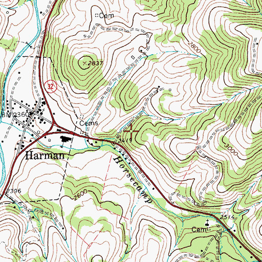 Topographic Map of Jasper Yokum Farm Springs, WV