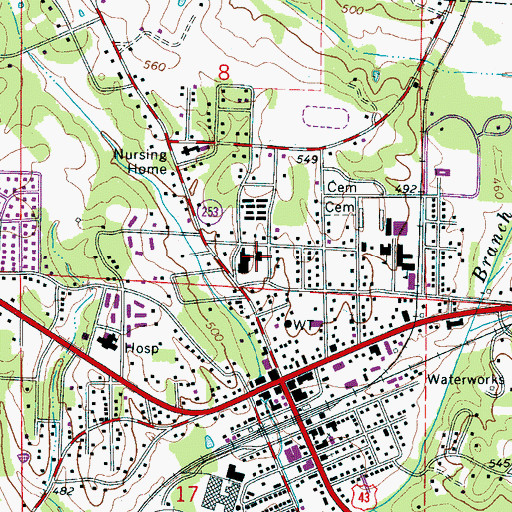 Topographic Map of Winfield Post Office, AL