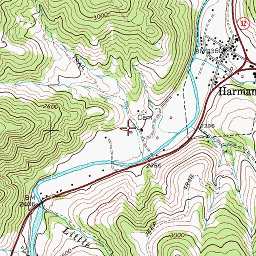 Topographic Map of Big Spring, WV