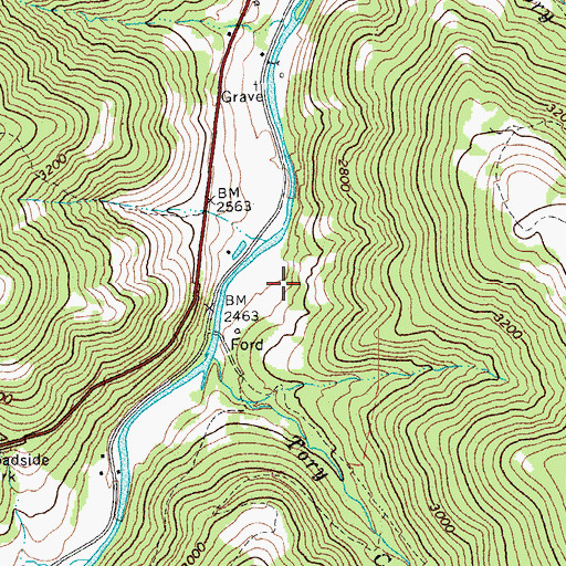 Topographic Map of Pershing Harman Farm Spring, WV