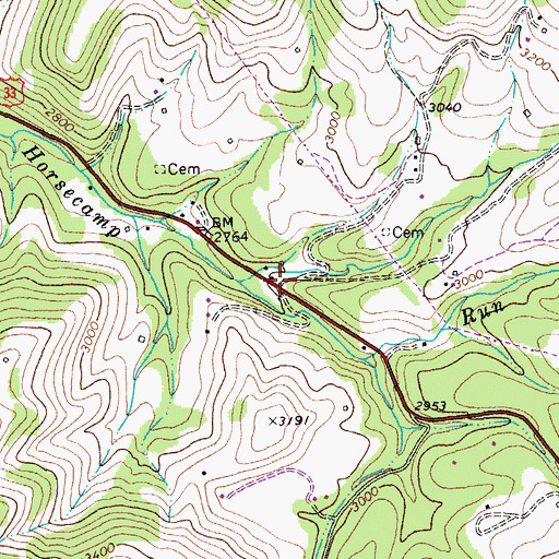 Topographic Map of Harperton, WV