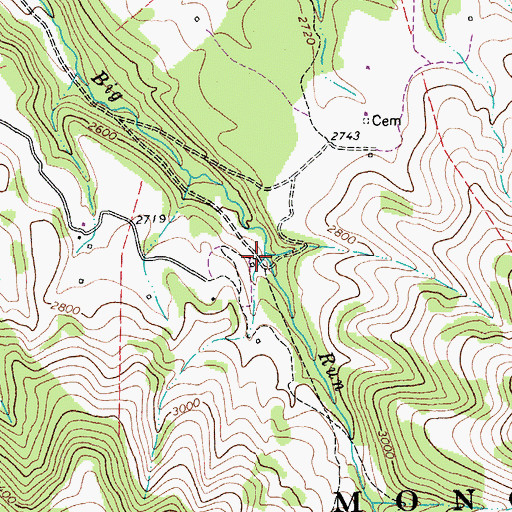 Topographic Map of Bonner Mountain School (historical), WV