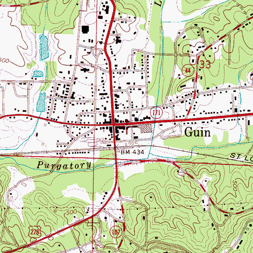 Topographic Map of Guin Post Office, AL