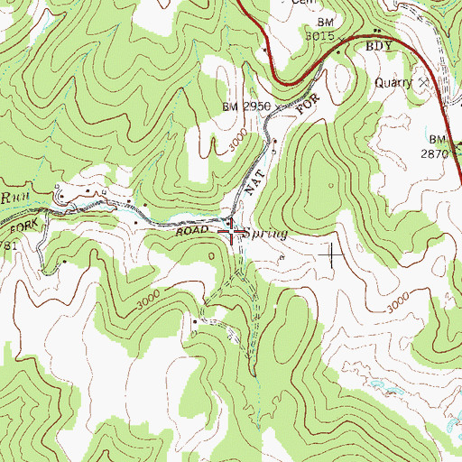 Topographic Map of Blue Spring, WV