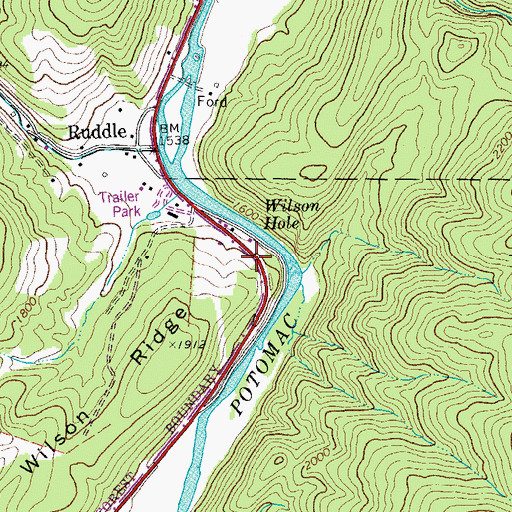 Topographic Map of Wilson Spring, WV