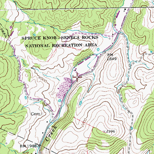 Topographic Map of Smith Farm Spring, WV