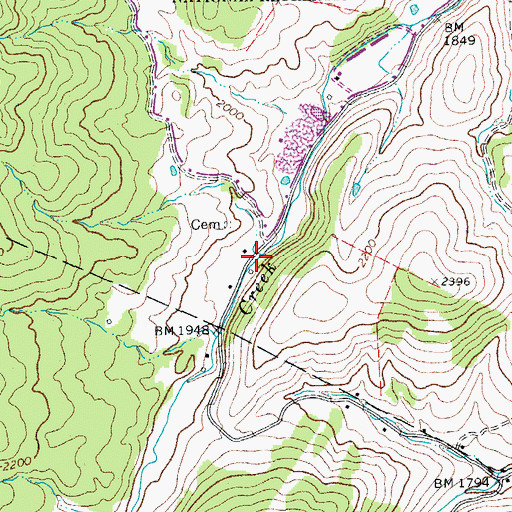 Topographic Map of Reeds Creek Spring, WV
