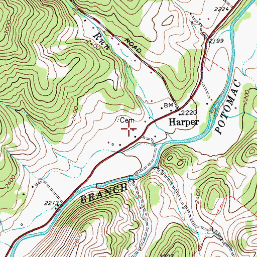 Topographic Map of Moyer Farm Spring, WV