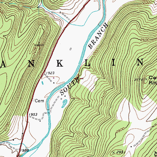 Topographic Map of Rexrode Farm Spring, WV