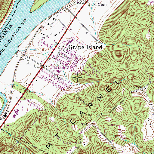 Topographic Map of Bradfield Cliff Spring, WV