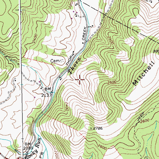 Topographic Map of Rexrode Farm Spring, WV