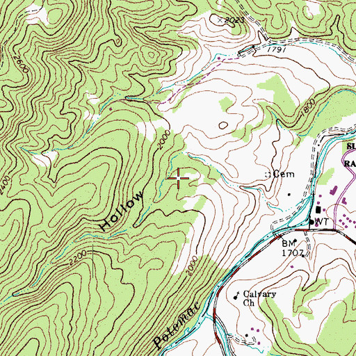 Topographic Map of Falling Spring, WV