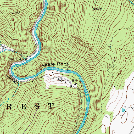 Topographic Map of Eagle Rock Spring, WV