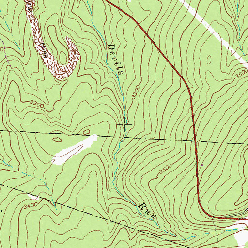 Topographic Map of Devils Run Spring, WV