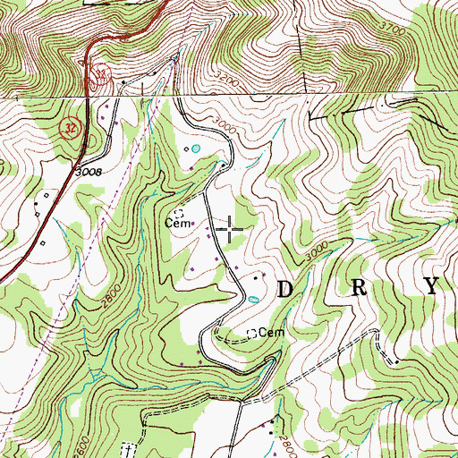 Topographic Map of Wyatt Farm Spring, WV