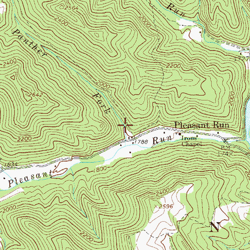 Topographic Map of Harlan Irons Spring, WV