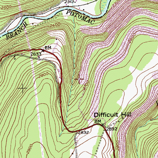 Topographic Map of Dales Spring, WV