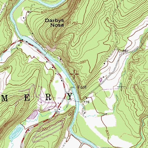 Topographic Map of Bore Spring, WV