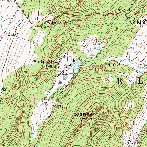 Topographic Map of Buffalo Gap Spring, WV