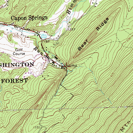 Topographic Map of Mountain Spring, WV